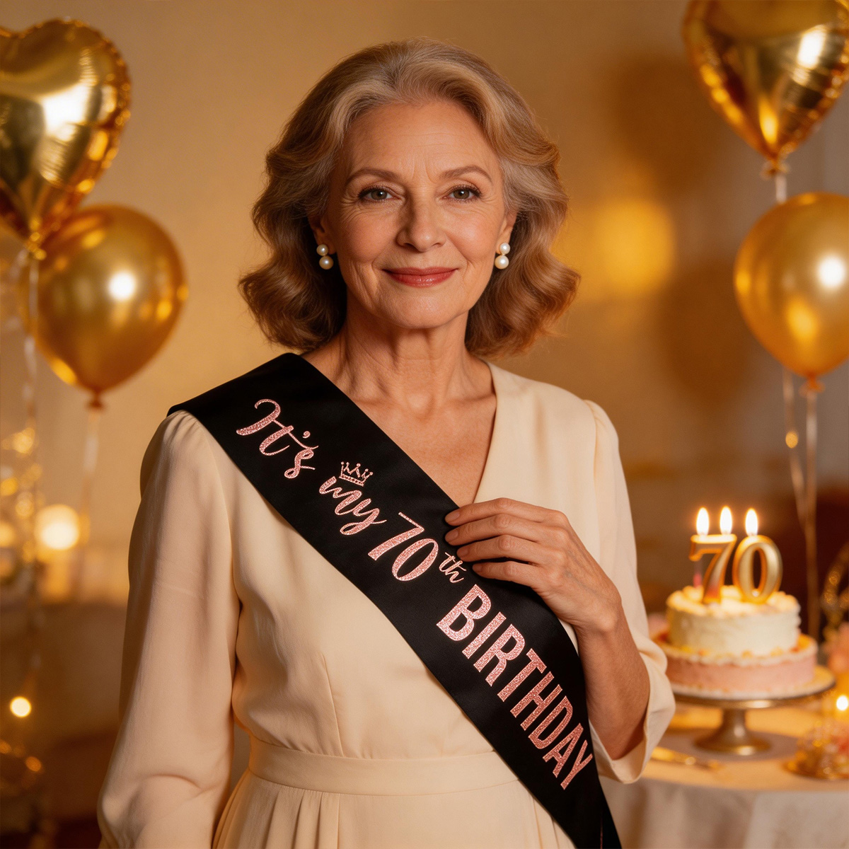 Birthday Sash Glitter - Elegante Banda de Satén Negra con