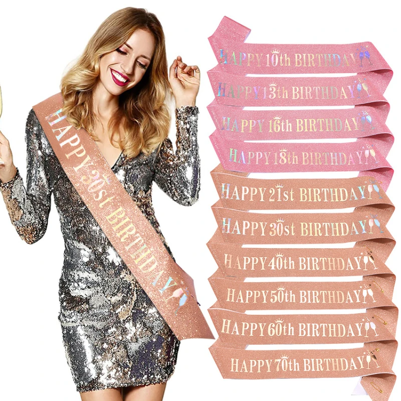 Birthday Sash Glitter - Faja con purpurina para niñas y