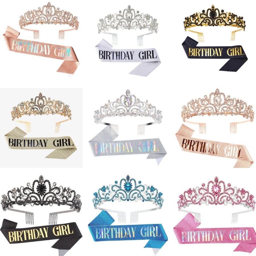 Birthday Sash Glitter - Juego de 2 piezas de corona