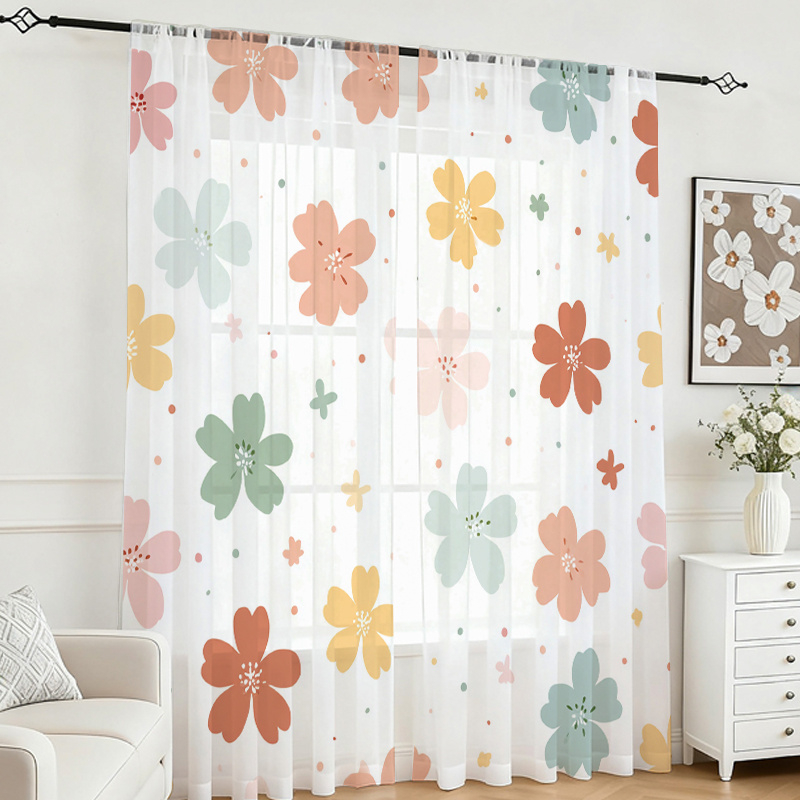 Flower Wall Panel - 2 Cortinas Transparentes con Estampado Digital,