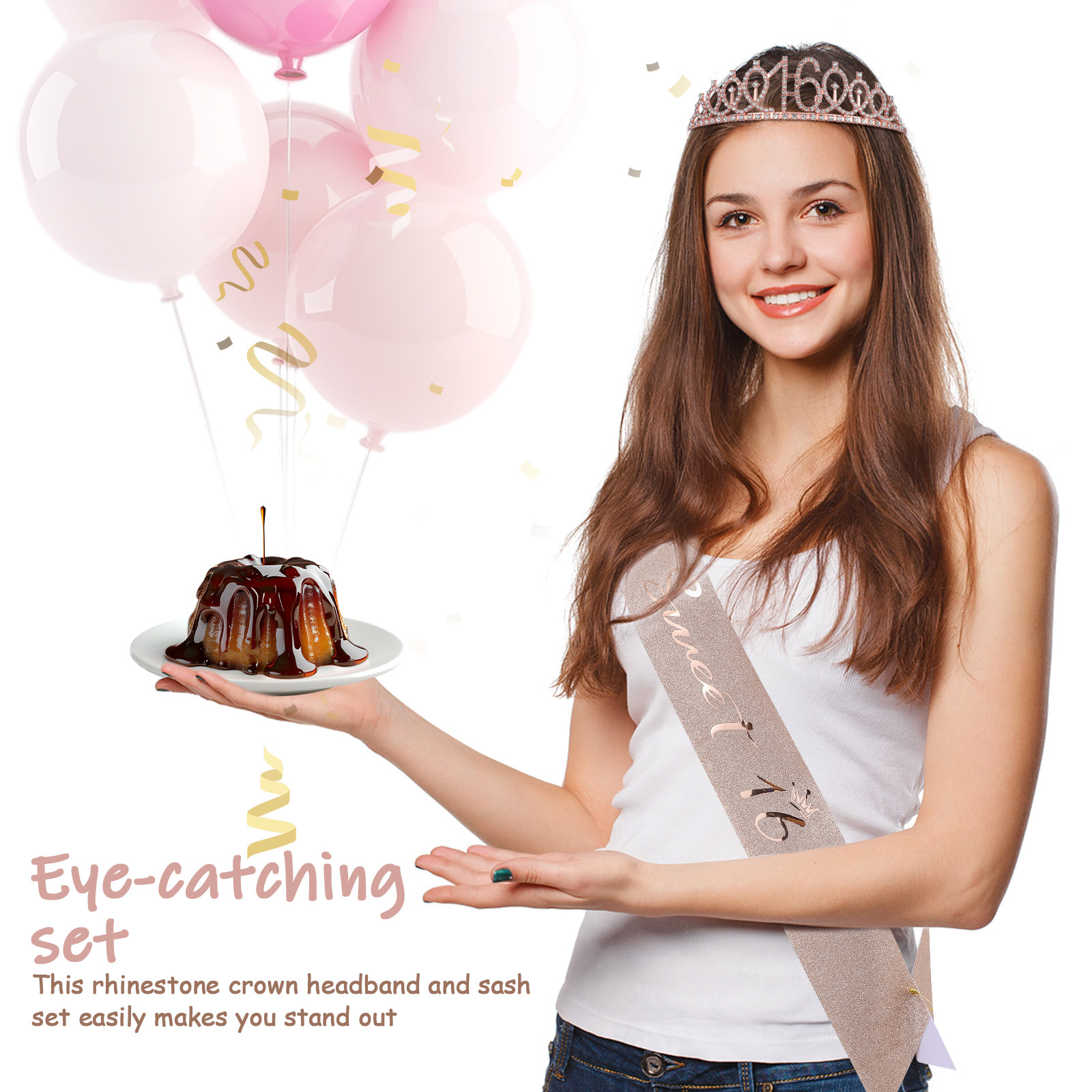 1 Juego de diadema de tiara br - Birthday Sash Glitter reseña y precio